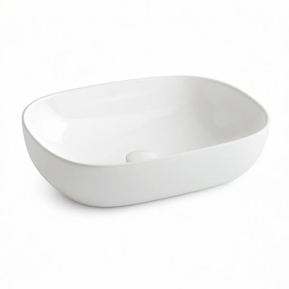 Lavatório de pousar oval em cerâmica vitrificada branca, 59 x 40 x 14 cm