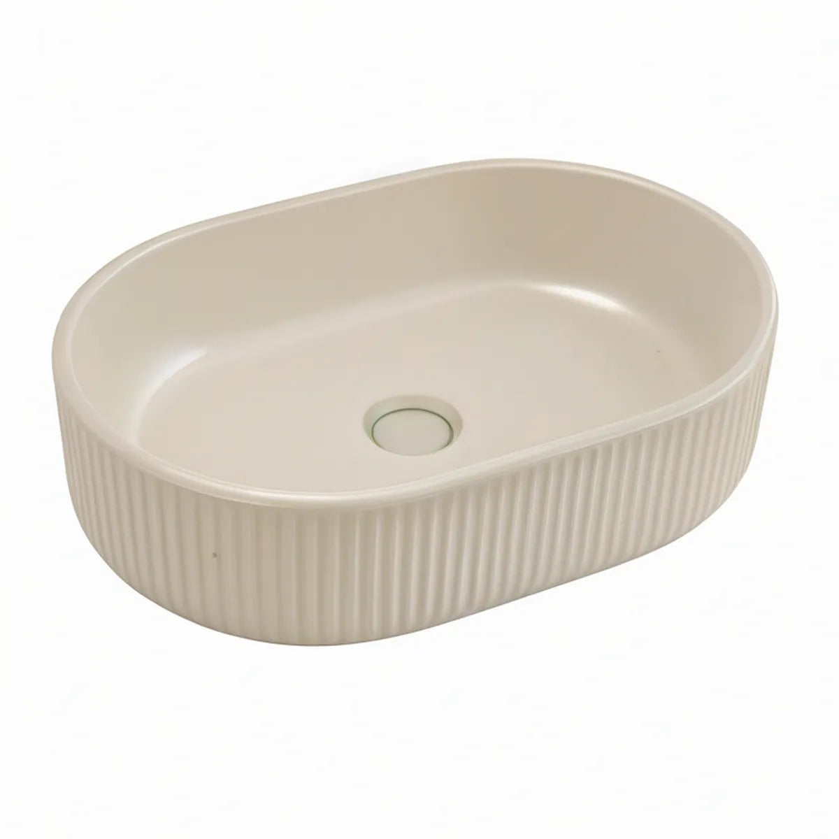 Lavatório de Pousar Oval em Cerâmica Sanitária Bege 60 x 40 x 14 cm