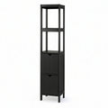 Armário Alto em MDF Preto com 2 Portas e 3 Prateleiras, 40 x 30 x 170 cm