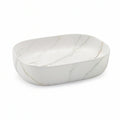 Lavatório de pousar oval em cerâmica branca efeito mármore 60 x 40 x 13 cm