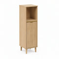 Armário Alto para Casa de Banho em Bambu Natural com Porta e Prateleiras, 40 x 30 x 120 cm