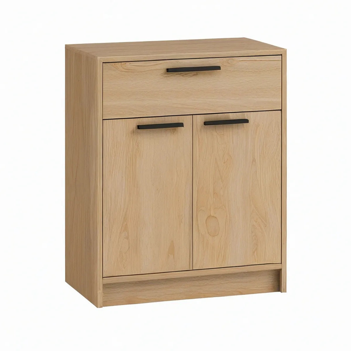 Móvel de Arrumação Retangular em MDF Folheado a Carvalho Natural com Gaveta e 2 Portas, 80 x 40 x 100 cm
