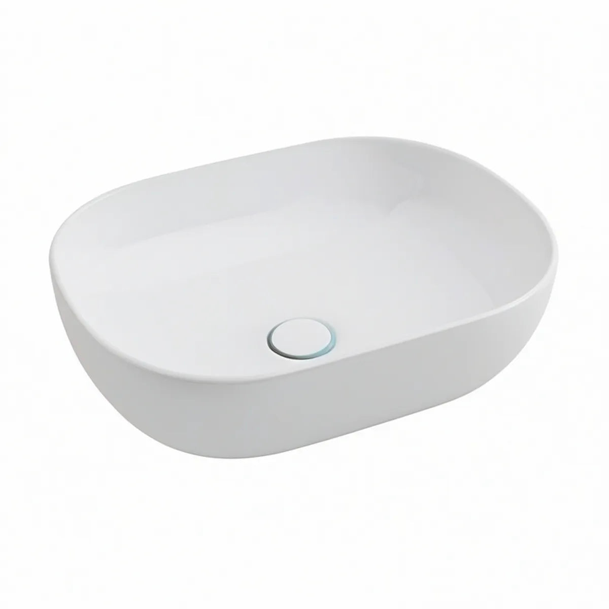 Lavatório de Pousar Oval em Cerâmica Branca 60 x 40 x 15 cm