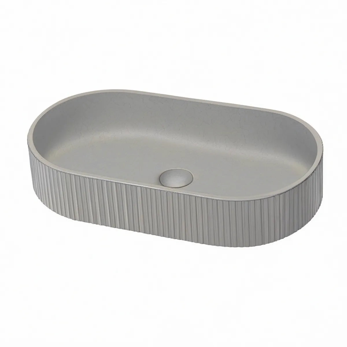 Lavatório de Pousar Oval em Cerâmica Cinzento Mate 60 x 40 x 13 cm
